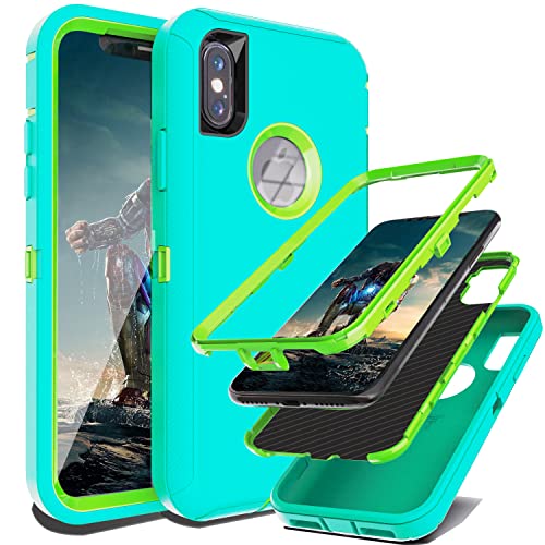 YmhxcY Hülle für iPhone XS Max mit,3-in-1 Anti-Drop-Schutzhülle für iPhone XS Max 6,5 Zoll-Aqua Blue/Lime Green YmhxcY Hülle für iPhone XS Max mit,3-in-1 Anti-Drop-Schutzhülle für iPhone XS Max 6,5 Zoll-Aqua Blue/Lime Green von YmhxcY