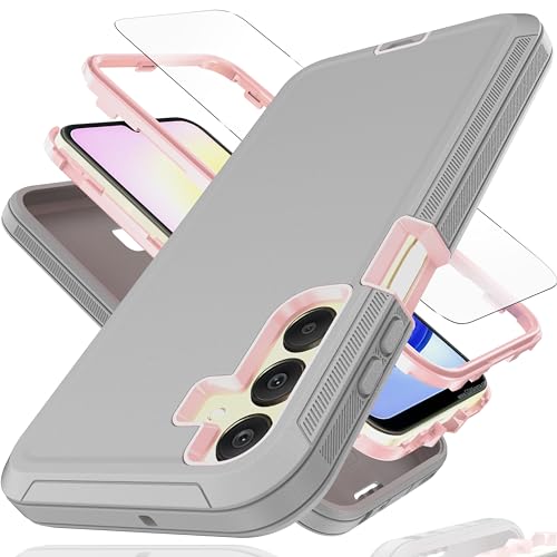YmhxcY Schutzhülle für Samsung A25 5G, Galaxy A25 5G, mit explosionsgeschützter Displayschutzfolie, 3-in-1, stoßfestes TPU, harter Polycarbonat, sturzsicher, für Samsung Galaxy A25 5G, Grau/Rosa YmhxcY Schutzhülle für Samsung A25 5G, Galaxy A25 5G, mit explosionsgeschützter Displayschutzfolie, 3-in-1, stoßfestes TPU, harter Polycarbonat, sturzsicher, für Samsung Galaxy A25 5G, Grau/Rosa von YmhxcY