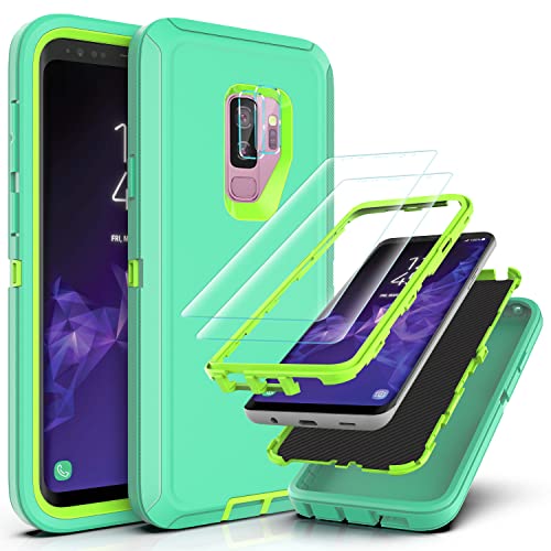 YmhxcY Schutzhülle für Samsung Galaxy S9 Plus, mit selbstheilender flexibler TPU-Folie, 2 Stück, Aquamarin und Limettengrün von YmhxcY