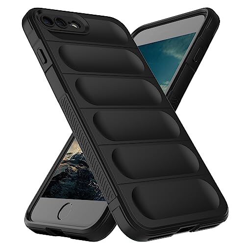 YmhxcY Schutzhülle für iPhone 8 Plus/iPhone 7 Plus, iPhone 6S Plus/iPhone 6 Plus, weiches Silikon, stoßfest, Fallschutz, Rundumschutz, glatt und weich, Schwarz von YmhxcY