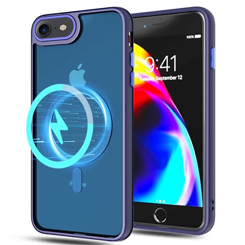 YmhxcY Schutzhülle für iPhone SE 2022 und 2020, iPhone 8, mattiert, durchscheinende Rückseite, kabelloses Laden, magnetische Hülle, Fallschutz in Militärqualität, für iPhone SE 2020, Saphirblau YmhxcY Schutzhülle für iPhone SE 2022 und 2020, iPhone 8, mattiert, durchscheinende Rückseite, kabelloses Laden, magnetische Hülle, Fallschutz in Militärqualität, für iPhone SE 2020, Saphirblau von YmhxcY