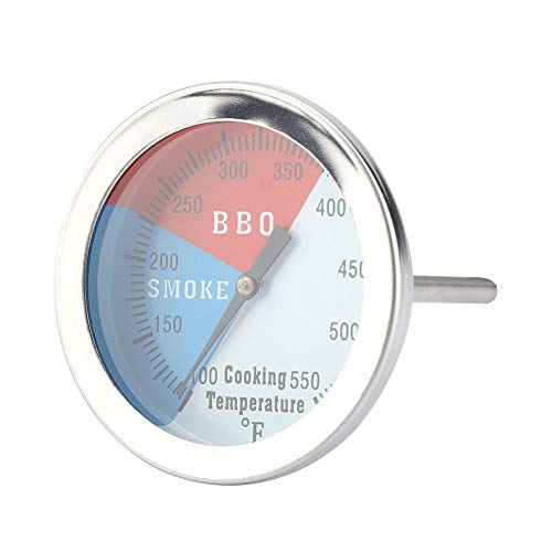 Grillthermometer Edelstahl, BBQ Thermometer, Zifferblatt Grill Temperaturanzeige, Holzkohle-Gasgrill-Wärmeanzeige zum Grillen, Fahrenheit-Anzeige von Ymiko