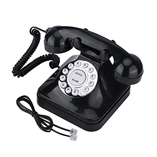 WX-3011 Vintage Schwarz Multifunktions-Kunststoff-Telefon zu Hause Retro-Draht Festnetztelefon für Home Desk Dekoration von Ymiko