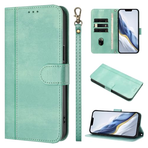 Ymyhyuxi Leder Flip Case für iPhone 14 Pro Hülle Business Cover Card Wallet Phone Bag Covers (Mint) von Ymyhyuxi