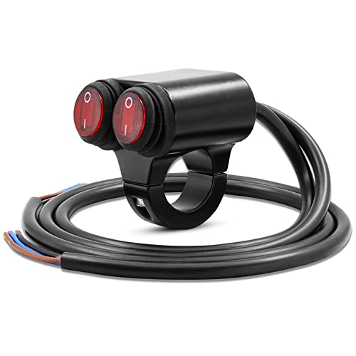 YnGia Wasserdichter 22 mm Motorrad-Lenkerschalter, universal, 2,2 cm (7/8 Zoll), Doppelbedienungstastenschalter, Motorrad-Lenker, Scheinwerfer, Bremslicht, Nebelscheinwerfer, Doppeldruckschalter von YnGia