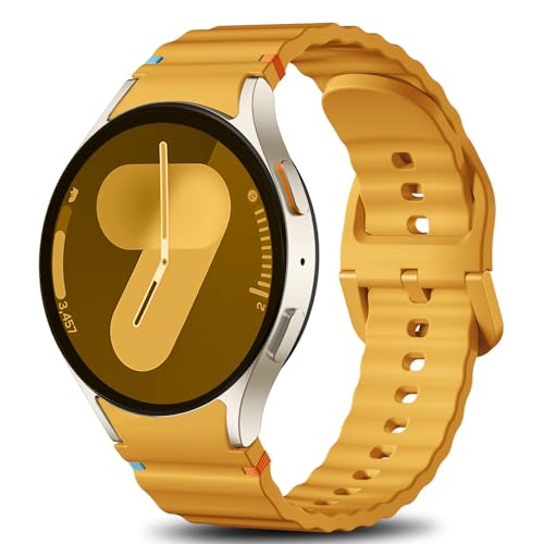 Ynitec 20mm Armbänder Kompatibel mit Samsung Galaxy Watch 7 Armband 40mm 44mm - 2025 Upgraded Keine Lücke Sport Silikonarmband für Watch-S 6 5 4 FE, Uhrenband für GalaxyWatch, Offizielles Gelb von Ynitec