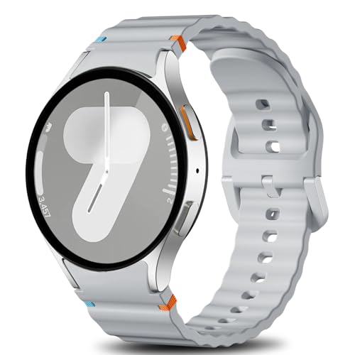 Ynitec Armbänder Kompatibel mit Samsung Galaxy Watch 7 Armband 40mm 44mm - 2025 Upgraded Keine Lücke Sport Silikonarmband für Watch-S 6 5 4 FE, 20mm Uhrenband für GalaxyWatch Classic/Pro, Silber von Ynitec