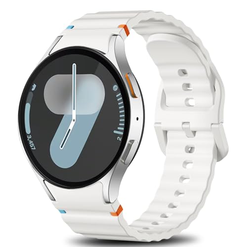 Ynitec Armbänder Kompatibel mit Samsung Galaxy Watch 7 Armband 40mm 44mm - 2025 Upgraded Keine Lücke Sport Silikonarmband für Watch-S 6 5 4 FE, 20mm Uhrenband für GalaxyWatch Classic/Pro, Weiß von Ynitec