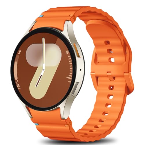 Ynitec Armbänder Kompatibel mit Samsung Galaxy Watch 7 Armband 40mm 44mm - 2025 Upgraded Keine Lücke Sport Silikonarmband für Watch-S 6 5 4 FE, 20mm Uhrenband für GalaxyWatch Classic/Pro, Orange von Ynitec