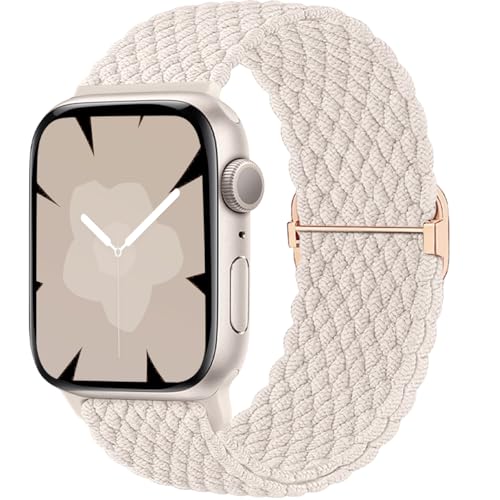 Ynitec Geflochtenes Loop Armband Kompatibel mit Apple Watch 40mm 41mm 38mm 42mm (Series 10), Elastisches Nylon Stoff Armbänder Damen Herren-Sport Band für iWatch 10 9 8 7 6 5 4 3 2 1 SE, Polarstern von Ynitec