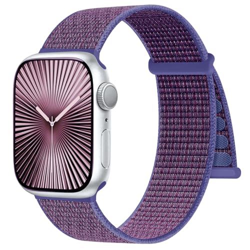 Ynitec Sport Nylon Armband Kompatibel mit Apple Watch Armband 41mm 40mm 38mm 42mm - Series 10 für Damen, Verstellbares Ersatz Band Loop Uhrenarmband für iWatch Series 10 9 8 7 6 5 4 3 2 1 SE, Violett Ynitec Sport Nylon Armband Kompatibel mit Apple Watch Armband 41mm 40mm 38mm 42mm - Series 10 für Damen, Verstellbares Ersatz Band Loop Uhrenarmband für iWatch Series 10 9 8 7 6 5 4 3 2 1 SE, Violett von Ynitec