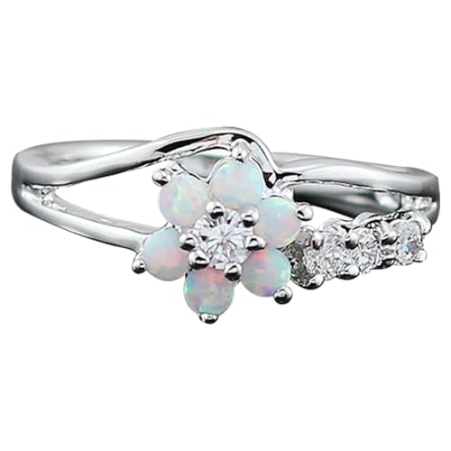 Blumen-Opal-Ring - Exquisite weiße Ringe Rundschliff, Geburtstag Vorschlag Geschenk Braut Verlobungsfeier Band Ringe für Frauen Blumen-Opal-Ring - Exquisite weiße Ringe Rundschliff, Geburtstag Vorschlag Geschenk Braut Verlobungsfeier Band Ringe für Frauen von Ynnhik