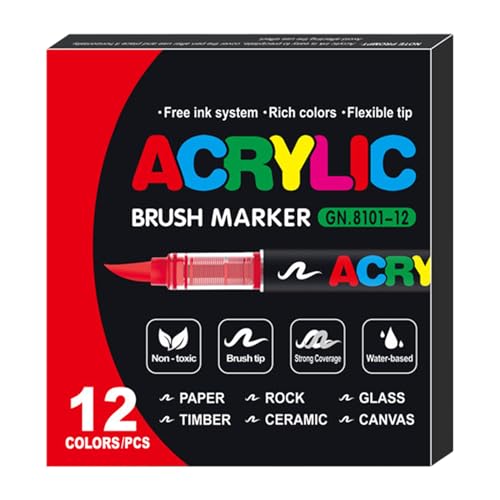 Ynnhik Direkter Flüssigmarker mit weichem Kopf, Acrylfarbmarker - Art Set Zeichnungsmarkierungsstift - Multifunktionale Permanent-Zeichenmarker, wasserfeste Fein- und Pinselspitzenmarker für Maler von Ynnhik