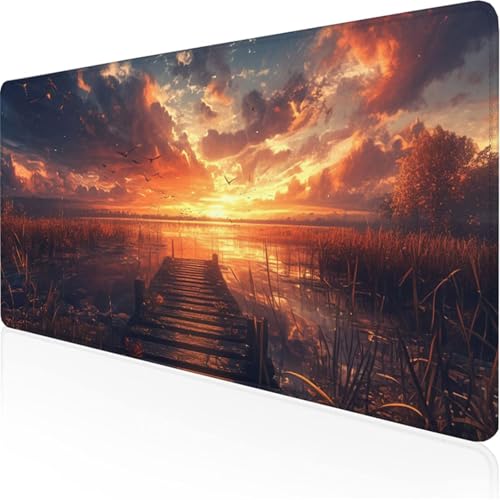 Gelb Mauspad Sonnenuntergangmauspad XXL mit Leder und Rutchfeste Wildleder Wasserfeste Gaming Tischunterlage, Vernähte Kanten Desk Mat für Unterlage Büro/Home schreibunterlagen 800x400x3mm XY-151 Gelb Mauspad Sonnenuntergangmauspad XXL mit Leder und Rutchfeste Wildleder Wasserfeste Gaming Tischunterlage, Vernähte Kanten Desk Mat für Unterlage Büro/Home schreibunterlagen 800x400x3mm XY-151 von Ynulann