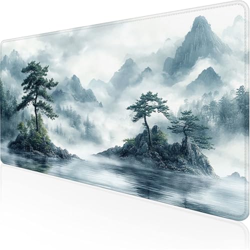 Grün Mauspad Baummauspad XXL mit Leder und Rutchfeste Wildleder Wasserfeste Gaming Tischunterlage, Vernähte Kanten Anti Rutsch Desk Mat für Unterlage Büro/Home schreibunterlagen 700x300x3mm XY-237 von Ynulann