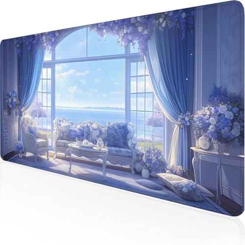Lila Mauspad Balkonmauspad xxl mit Leder und Rutchfeste Wildleder Wasserfeste Gaming Tischunterlage, Vernähte Kanten Anti Rutsch Desk Mat für Unterlage Büro/Home schreibunterlagen 800x400x3mm XY-181 von Ynulann