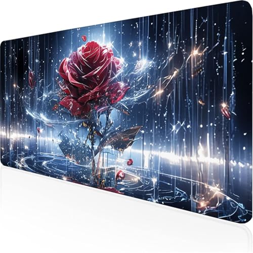 Rot Mauspad Rosemauspad XXL mit Leder und Rutchfeste Wildleder Wasserfeste Gaming Tischunterlage, Vernähte Kanten Anti Rutsch Desk Mat Unterlage Büro/Home schwarz schreibunterlagen 900x300x3mm XY-23 Rot Mauspad Rosemauspad XXL mit Leder und Rutchfeste Wildleder Wasserfeste Gaming Tischunterlage, Vernähte Kanten Anti Rutsch Desk Mat Unterlage Büro/Home schwarz schreibunterlagen 900x300x3mm XY-23 von Ynulann
