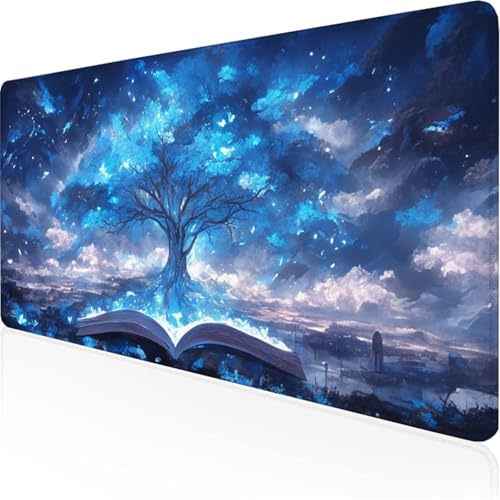 Schreibtischunterlage Blau Mauspad Baum(2) Rutschfeste Mausmatte Leicht, Reinigen,Wasserdichte Multifunktionales für /Haus/Deko Erweiterter Großer Schreibtisch Schutz Gaming Teppich 800x300x3mm XY-212 von Ynulann