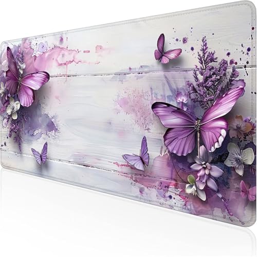 Schreibtischunterlage Lila Mauspad Schmetterling rutschfeste Mausmatte Leicht, Reinigen,wasserdichte Multifunktionales Mousepad für Büro/Haus/Deko Großer Schreibtisch Gaming Teppich 800x400x3mm XY-44 Schreibtischunterlage Lila Mauspad Schmetterling rutschfeste Mausmatte Leicht, Reinigen,wasserdichte Multifunktionales Mousepad für Büro/Haus/Deko Großer Schreibtisch Gaming Teppich 800x400x3mm XY-44 von Ynulann