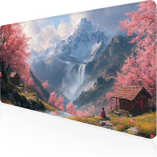 Schreibtischunterlage Rosa Mauspad Landschaft (2) Rutschfeste Mausmatte Leicht, Reinigen,Wasserdichte Multifunktionales für Büro/Haus/Deko Großer Schreibtisch Schutz Gaming Teppich 800x400x3mm XY-118 von Ynulann