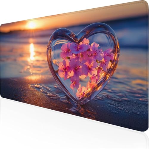 Schreibtischunterlage Rosa Mauspad Liebe (2) rutschfeste Mausmatte Leicht, Reinigen,wasserdichte Multifunktionales Mousepad für/Haus/Deko Großer Schreibtisch Schutz Gaming Teppich 600x300x3mm XY-266 von Ynulann
