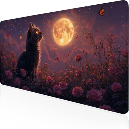 Schreibtischunterlage Schwarz Mauspad Katze Rutschfeste Mausmatte Leicht, Reinigen,Wasserdichte Multifunktionales für /Haus/Deko Erweiterter Großer Schreibtisch Schutz Gaming Teppich 800x300x3mm XY-84 Schreibtischunterlage Schwarz Mauspad Katze Rutschfeste Mausmatte Leicht, Reinigen,Wasserdichte Multifunktionales für /Haus/Deko Erweiterter Großer Schreibtisch Schutz Gaming Teppich 800x300x3mm XY-84 von Ynulann