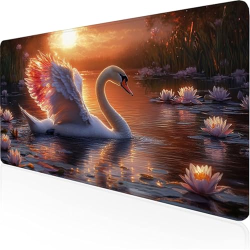 Weiß Mauspad Schwanmauspad XXL mit Leder und Rutchfeste Wildleder Wasserfeste Gaming Tischunterlage, Vernähte Kanten Anti Rutsch Desk Mat für Unterlage Büro/Home schreibunterlagen 700x300x3mm XY-153 Weiß Mauspad Schwanmauspad XXL mit Leder und Rutchfeste Wildleder Wasserfeste Gaming Tischunterlage, Vernähte Kanten Anti Rutsch Desk Mat für Unterlage Büro/Home schreibunterlagen 700x300x3mm XY-153 von Ynulann