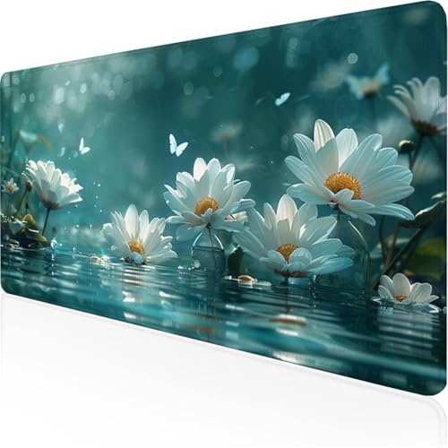 WeißMauspad Gänseblümchenmauspad XXL mit Leder und Rutchfeste Wildleder Wasserfeste Gaming Tischunterlage, Vernähte Kanten Anti Rutsch Desk Mat Unterlage Büro/Home schreibunterlagen 900x400x3mm XY-81 WeißMauspad Gänseblümchenmauspad XXL mit Leder und Rutchfeste Wildleder Wasserfeste Gaming Tischunterlage, Vernähte Kanten Anti Rutsch Desk Mat Unterlage Büro/Home schreibunterlagen 900x400x3mm XY-81 von Ynulann