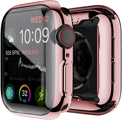 YoLin [2-Stück All-Around TPU Displayschutz Kompatibel mit Apple Watch Series 6/ SE/Series 5 / Series 4 40mm, Ultradünne Weiche Schutzhülle für iwatch 40mm (1 Roségold + 1 Transparent) von YoLin