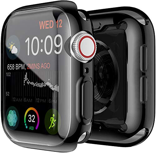 YoLin [2-Stück All-Around TPU Displayschutz Kompatibel mit Apple Watch Series 6/ SE/Series 5 / Series 4 40mm, Ultradünne Weiche Schutzhülle für iwatch 40mm (1 Schwarz + 1 Transparent) von YoLin