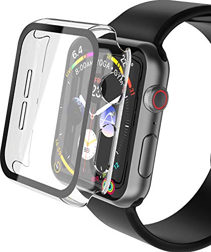 YoLin 2-Stück Mit Glas Ultradünne Displayschutz Kompatibel mit Apple Watch Series 6/ SE/Series 5 / Series 4 40mm, PC All-Around Schutzhülle für iWatch 40mm (2 Transparent) von YoLin