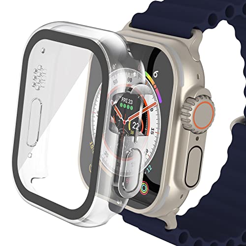 YoLin 2-Stück Mit Glas Ultradünne Displayschutz Kompatibel mit Apple Watch Ultra 2(2023) / Ultra 49mm, PC All-Around Schutzhülle für iWatch 49mm (2 Transparent) von YoLin