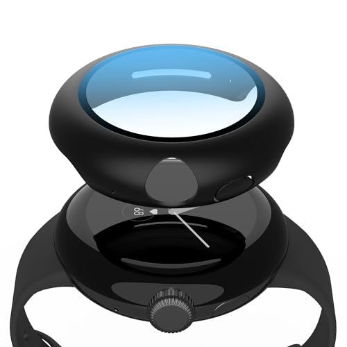 YoLin 2-Stück Mit Glas Ultradünne Displayschutz Kompatibel mit Google Pixel Watch 2 (2023) / Pixel Watch, PC All-Around Schutzhülle für Google Pixel Watch (2 Schwarz) von YoLin