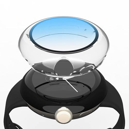 YoLin 2-Stück Mit Glas Ultradünne Displayschutz Kompatibel mit Google Pixel Watch 2 (2023) / Pixel Watch, PC All-Around Schutzhülle für Google Pixel Watch (2 Transparent) von YoLin