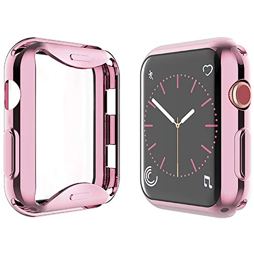 Yolin [2-Stück] All-Around TPU Displayschutz Kompatibel mit Apple Watch Series 3 38mm, Ultradünne Weiche Schutzhülle für iwatch 38mm (1 Roségold + 1 Transparent) von YoLin