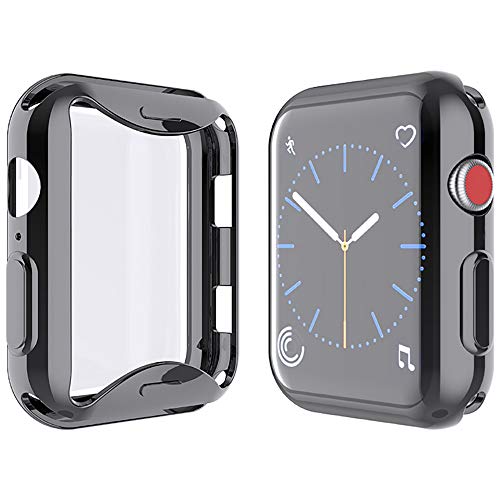 Yolin [2-Stück] All-Around TPU Displayschutz Kompatibel mit Apple Watch Series 3 42mm, Ultradünne Weiche Schutzhülle für iwatch 42mm (1 Schwarz + 1 Transparent) von YoLin