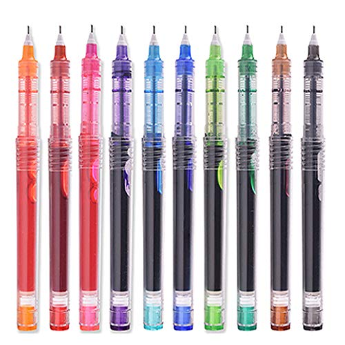 10 Stück Kugelschreiber， Schnelltrocknende Tintenstifte， 0,5 mm Fine Point Pens Flüssigtinten-Tintenroller für das Schulbüro zu Hause. (10 Farben Tinte) von YoMaris