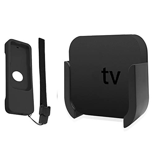 TV-Halterung für Apple TV 4. und 4. Generation der 5. Generation, Wandhalterung mit Bonus Remote CASE für Apple TV 4th / 4K 5th Gen. (Schwarz) von YoMaris