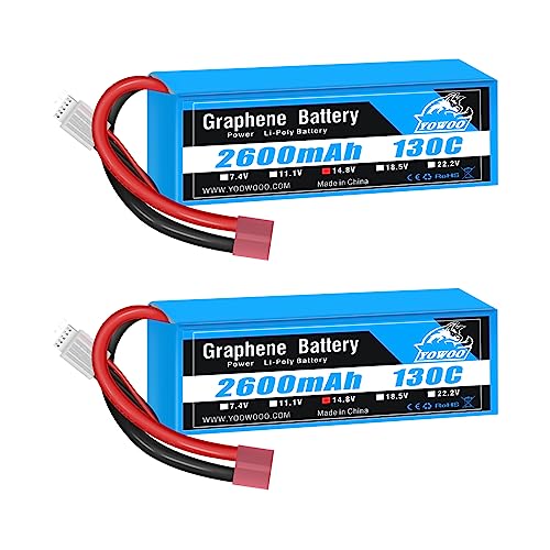 Yowoo 2 Pack LiPo Akku 4S 2600mAh 130C 14.8V Graphene Akku mit Deans T Stecker RC Lipo für RC Evader BX Auto LKW Truggy RC Flugzeug Hubschrauber Quadcopter UAV Drone FPV Rennfahrzeug Boot Yowoo 2 Pack LiPo Akku 4S 2600mAh 130C 14.8V Graphene Akku mit Deans T Stecker RC Lipo für RC Evader BX Auto LKW Truggy RC Flugzeug Hubschrauber Quadcopter UAV Drone FPV Rennfahrzeug Boot von YoWoo Power