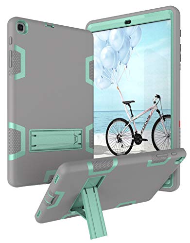 Yoagoal Hülle für Galaxy Tab A 10.1 2019, Dual Layer Shockproof Hybrid Schutzhülle mit Ständer Case Cover für Samsung Galaxy Tab A 10.1 2019 T510 T515, Gray&Mint Green von Yoagoal