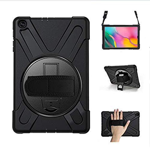 Yoagoal Hülle für Galaxy Tab A 10.1 2019, [Handschlaufe] [Schultergurt] Robuste Schutzhülle mit Fallschutz und 360-Grad-Drehständer Case Cover für Samsung Galaxy Tab A 10.1 2019 T510 T515, Schwarz von Yoagoal