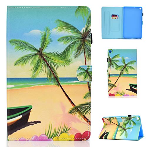 Yoagoal Hülle für Galaxy Tab A 10.1 2019 Premium PU Leder Ständer Business Folio Case Cover mit Kartenfächern und Multi-Angle, Beach von Yoagoal