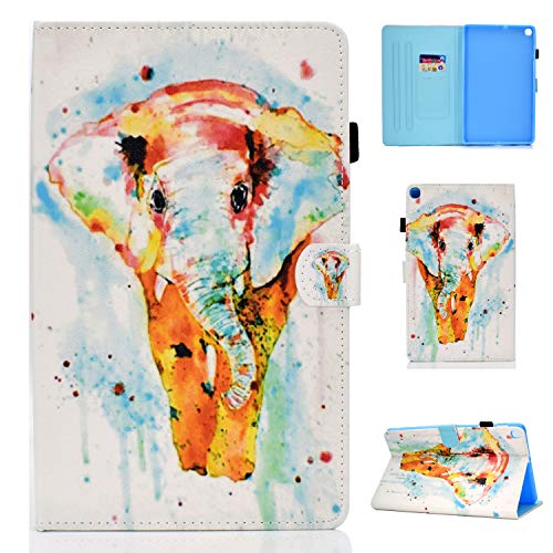 Yoagoal Hülle für Galaxy Tab A 10.1 2019 Premium PU Leder Ständer Business Folio Case Cover mit Kartenfächern und Multi-Angle, Elephant von Yoagoal