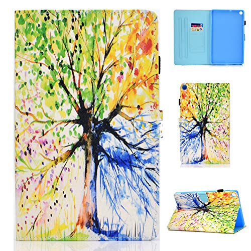 Yoagoal Hülle für Galaxy Tab A 10.1 2019 Premium PU Leder Ständer Business Folio Case Cover mit Kartenfächern und Multi-Angle, Tree von Yoagoal