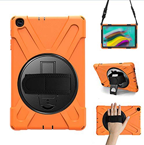 Yoagoal Hülle für Galaxy Tab S5E, [Handschlaufe] [Schultergurt] Robuste Schutzhülle mit Fallschutz und 360-Grad-Drehständer Case Cover für Samsung Galaxy Tab S5E 10.5 T720 T725, Orange von Yoagoal