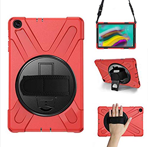 Yoagoal Hülle für Galaxy Tab S5E, [Handschlaufe] [Schultergurt] Robuste Schutzhülle mit Fallschutz und 360-Grad-Drehständer Case Cover für Samsung Galaxy Tab S5E 10.5 T720 T725, Rot von Yoagoal