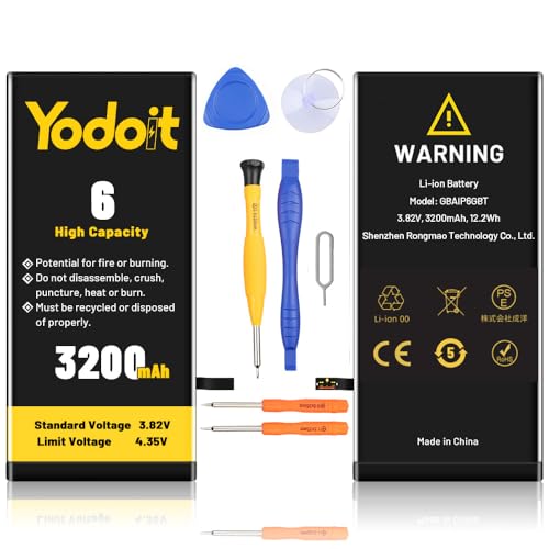 3200mAh Batterie für Phone 6, Neu aktualisiert Yodoit hohe Kapazität Batterie-Ersatz, 0 Zyklus für Modell A1549, A1586, A1589, Full Repair Tools Kits Within von Yodoit