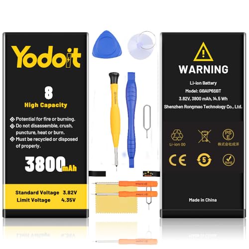 3800 mAh Batterie für iPhone 8, Yodoit High Capacity Li-ion Polymer Battery Replacement 0 Cycle mit komplettem Reparaturwerkzeug und Kleber 3800 mAh Batterie für iPhone 8, Yodoit High Capacity Li-ion Polymer Battery Replacement 0 Cycle mit komplettem Reparaturwerkzeug und Kleber von Yodoit
