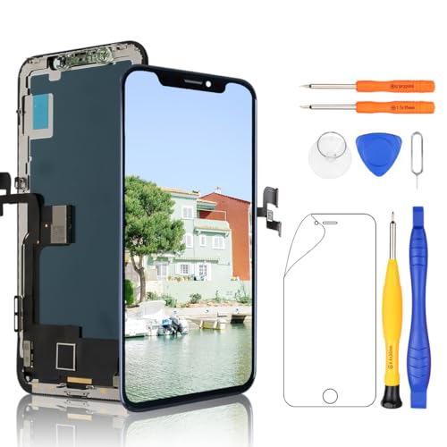 Yodoit Display für iPhone XS LCD Bildschirm Schwarz Reparaturset (5,8 Zoll), Digitizer Glas Touchscreen Ersatz mit Reparatursatz, Kompatibel mit Modell A1920, A2097, A2098, A2099, A2100 von Yodoit