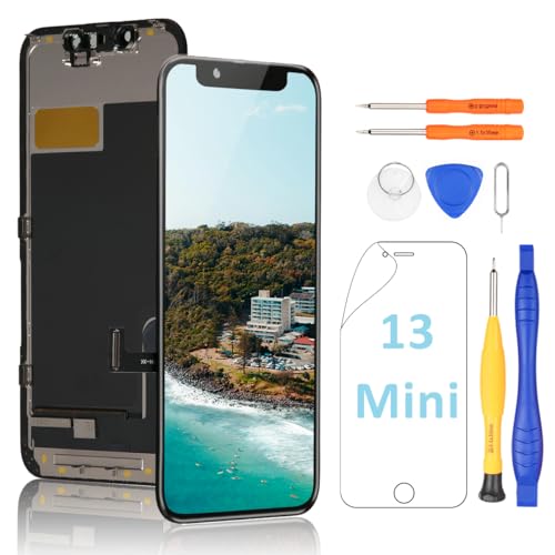 Yodoit Ersatz-Set für iPhone 13 Mini LCD-Bildschirm, 5,4 Zoll Display, 3D-Touch-Gesichts-ID-Funktion, Bildschirm mit Reparaturwerkzeug-Set Yodoit Ersatz-Set für iPhone 13 Mini LCD-Bildschirm, 5,4 Zoll Display, 3D-Touch-Gesichts-ID-Funktion, Bildschirm mit Reparaturwerkzeug-Set von Yodoit